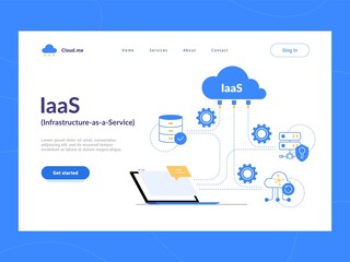 IaaS: Infrastructure as a Service first screen. Flexible cloud computing model. Virtual data center resources on demand.