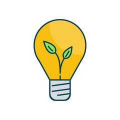 Eco light bulb friendly vector illustration. Outline style icon. Technology and smart work icon.