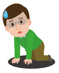 どん底　失意の男性　イラスト