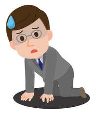 どん底　失意の男性会社員　イラスト