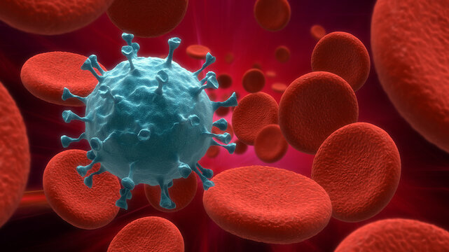 Blood cells and virus