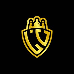 LV monogram logo with shield and crown style design template