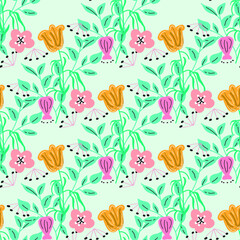 seamless nature of flower, branch, and leaves. Can use for print, template, fabric, presentation, textile, banner, poster, wallpaper, 