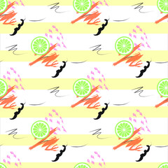 Seamless pattern of cute and fresh fruits for summer. Can use for print, template, creating digital design work, card making, scrapbooks, paper crafts, invitations, digital albums, wedding stationery