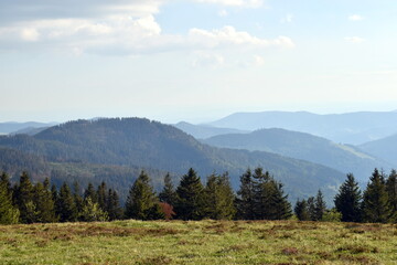 Fr&uuml;hlingslandschaft auf dem Feldberg unter Wolken