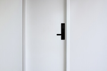 Wood door in a white wall