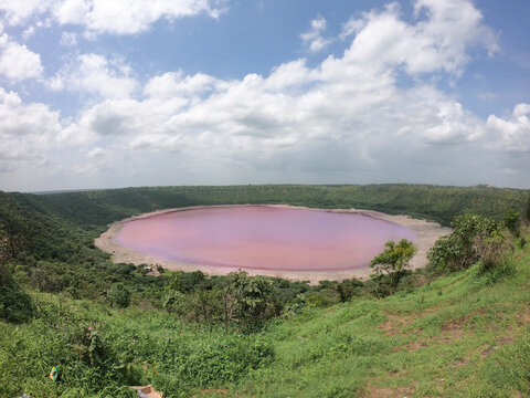 Lonar Crater turned Pink in Buldhana Maharashtra
