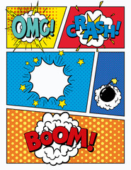 colorful background. Comic book page. Pop Art Style Blank © ARTvektor