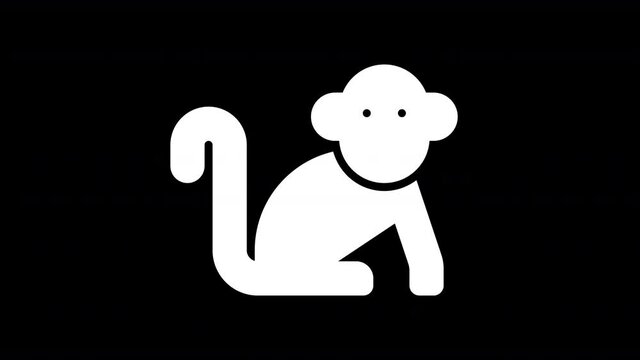 From the Glitch effect arises monkey symbol. Then the TV turns off. Alpha channel Premultiplied - Matted with color black