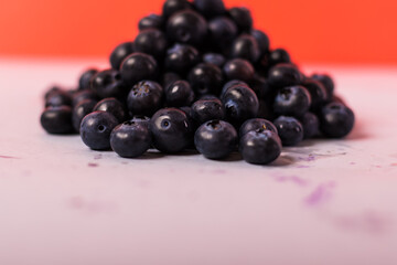 close up of blueberries in a studio