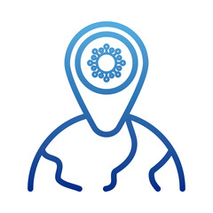 coronavirus or covid 19 symbol, global pandemic alert, degraded line style icon