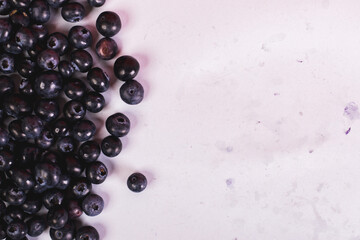 close up of blueberries in a studio