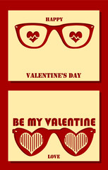 Valentine&rsquo;s day greeting card/February/be my valentine. Glasses and heart shaped style with hearts and text is a stencil design. For invitation template, postcard, banner, wedding, event.