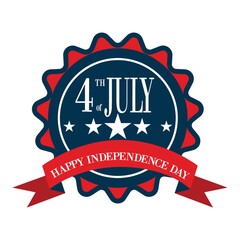 4th of july happy independence day label