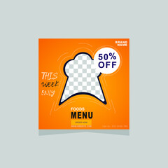 Pizza - Food Social media poster design Template