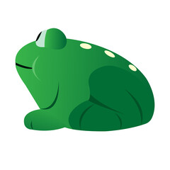Green frog left side view on white background cartoon vector