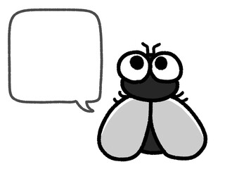 ハエと吹き出し　コピースペース