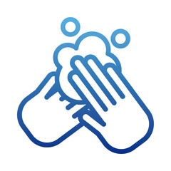 hands wash with soap, washing hands, degraded line style icon