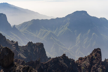 Caldera de Taburiente volcanic mountains perspective