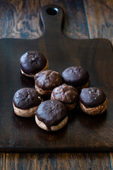 Homemade Chestnut Paste Cookies Covered with Chocolate.
