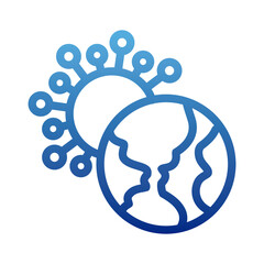 coronavirus or covid 19 symbol, global pandemic alert, degraded line style icon