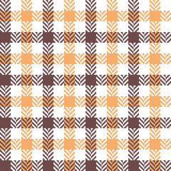 Gingham pattern in orange, brown, white. Herringbone vichy seamless check plaid for dress, bag, jacket, coat, skirt, and other modern autumn textile prints.