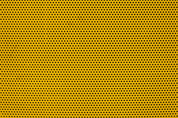 yellow color metal plate with many small circular holes dots texture for background