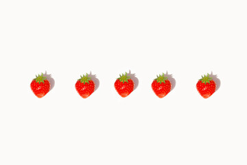  Strawberries on a white background.