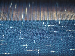 Natural Indigo dye cotton fabric is weaving by method of textile production . It is production by...