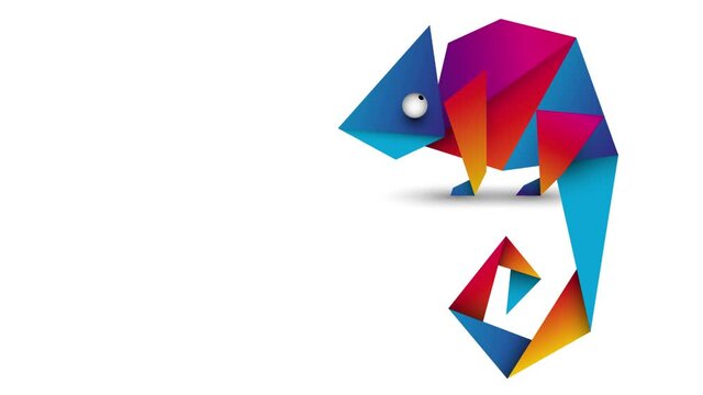 Kolorowy kameleon z ruchomym okiem. Animacja.