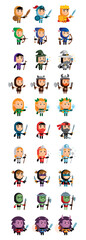 30 fantasy characters. 
10 characters that level up!
Great for games, app games, children scrapbooking elements, mascot design, fantasy games etc...