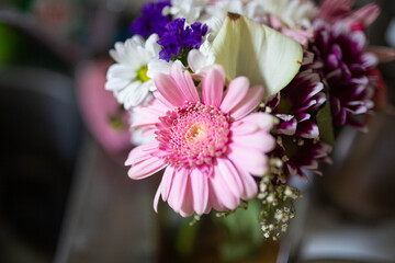flower bouquet with big pink flower