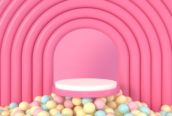 abstract 3d depth and realism background,pastel color showcase for product . 3d rendering
