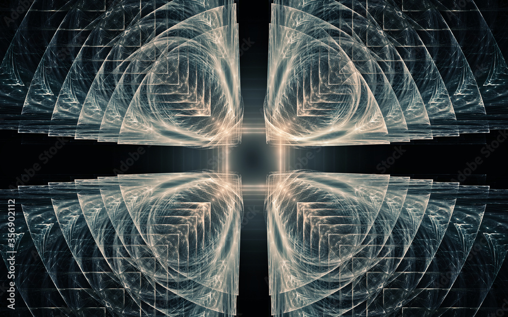Aufkleber digital image generated on a computer consisting of beautiful abstract geometric shapes, lines of di