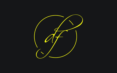 df or fd Cursive Letter Initial Logo Design, Vector Template