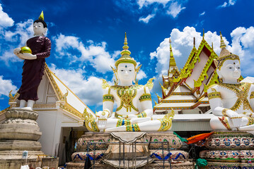 Nakhon Pathom, Thailand - June, 09, 2020 : Big Buddha statue of Chareon Rat Bamrung Temple (Nong...