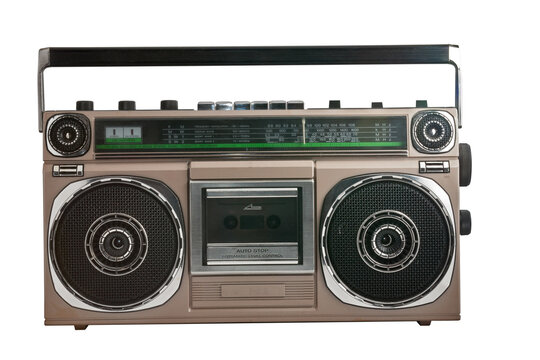 retro ghetto blaster isolated with clipping path