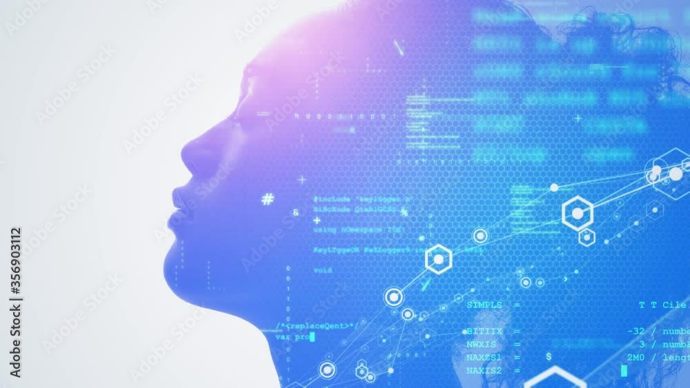 Poster AI (Artificial Intelligence) concept. Deep learning. Digital transformation.