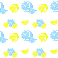 Lemon yellow and blue seamless pattern