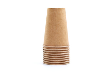 Eco-friendly cups isolated on a white background.
