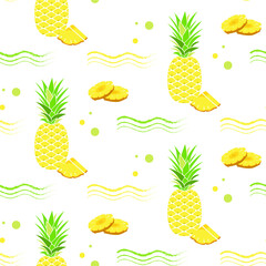 Pineapple seamless pattern with green lines