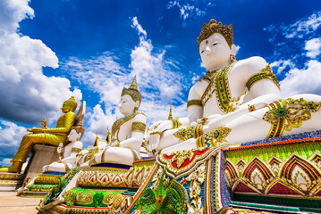 Nakhon Pathom, Thailand - June, 09, 2020 : Big Buddha statue of Chareon Rat Bamrung Temple (Nong...