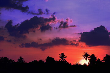 abstract background texture of evening purple sky and beautiful clound.