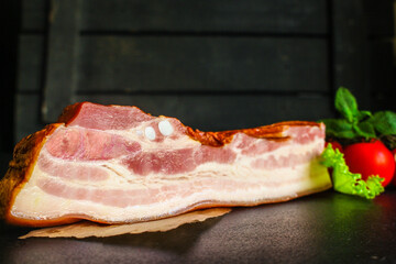 brisket smoked fat pork meat Menu concept serving size. food background top view copy space for text
healthy eating