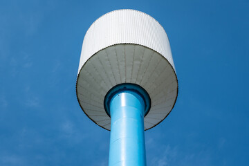Panoramic view of the large water tower, beautiful sky