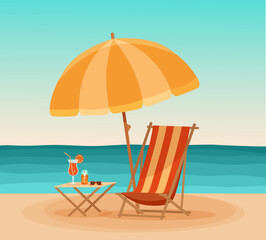 Fototapeta na wymiar Summer beach sea holiday vector colorful illustration.