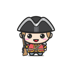 cute medieval warrior. British Royal Guard cartoon characters in traditional uniforms