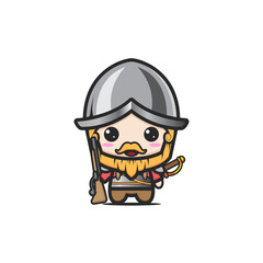 cute medieval warrior. British Royal Guard cartoon characters in traditional uniforms