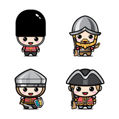 Cartoon character of British Royal Guard in traditional uniform, British soldiers.