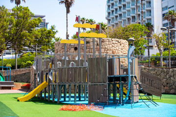 Fototapeta na wymiar city public playground for games